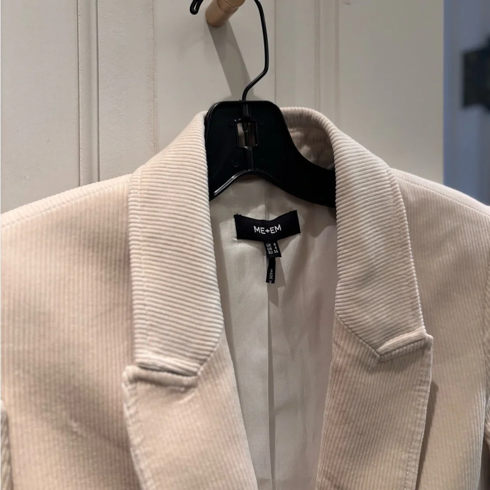 ME+EM Sharp Shoulder Blazer in Italian Cord (Ivory) Size 4 - Picture 6 of 9